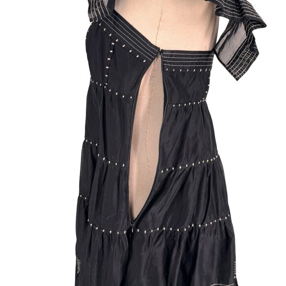 Ulla Johnson Rosalie Midi Dress Black Silk Tiered Prairie Cottagecore Size 4 - Picture 9 of 16